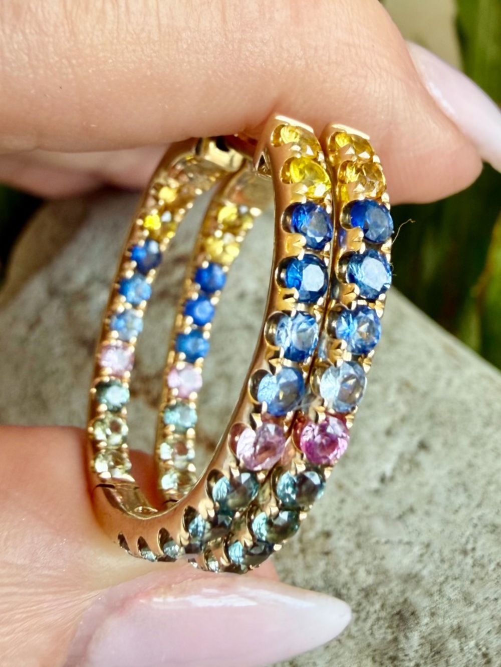 14 karat gold, inside out, hoops